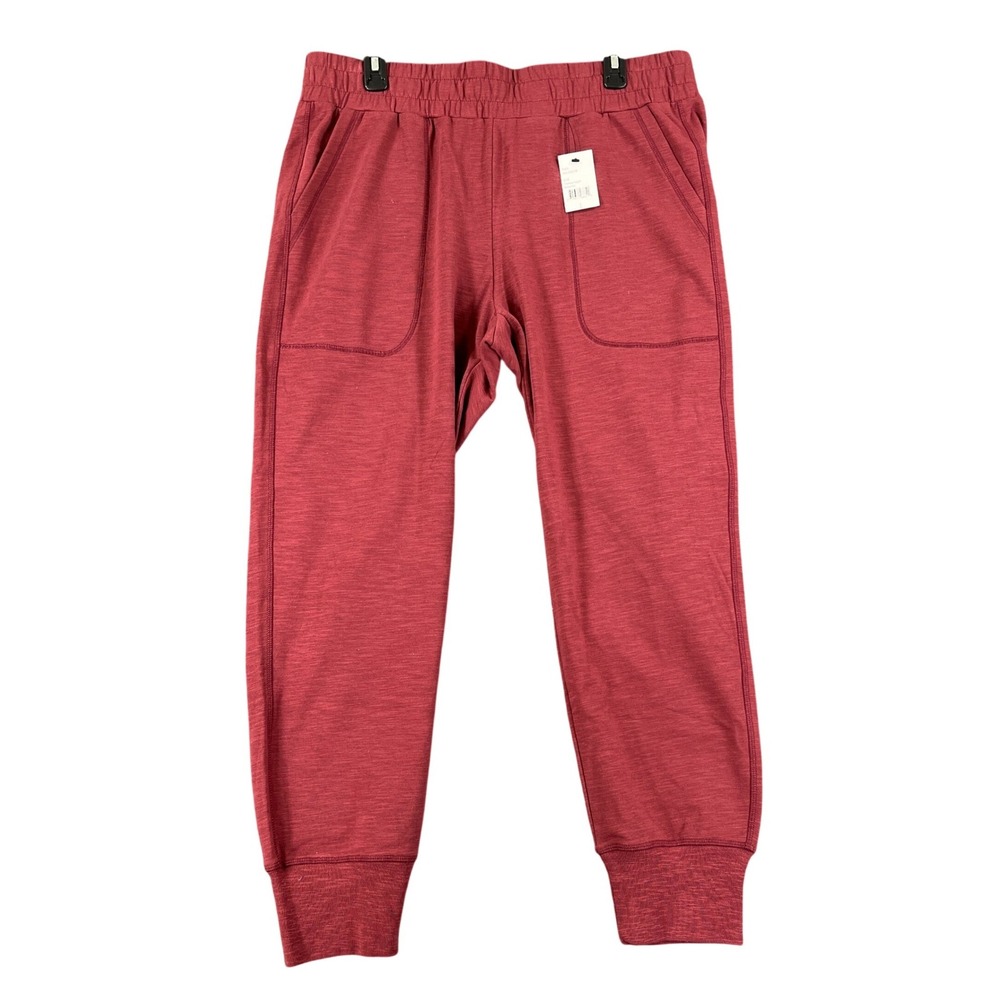 Cabi Training Jogger Womens L Burgundy Slub Knit Elastic Waist Activewear